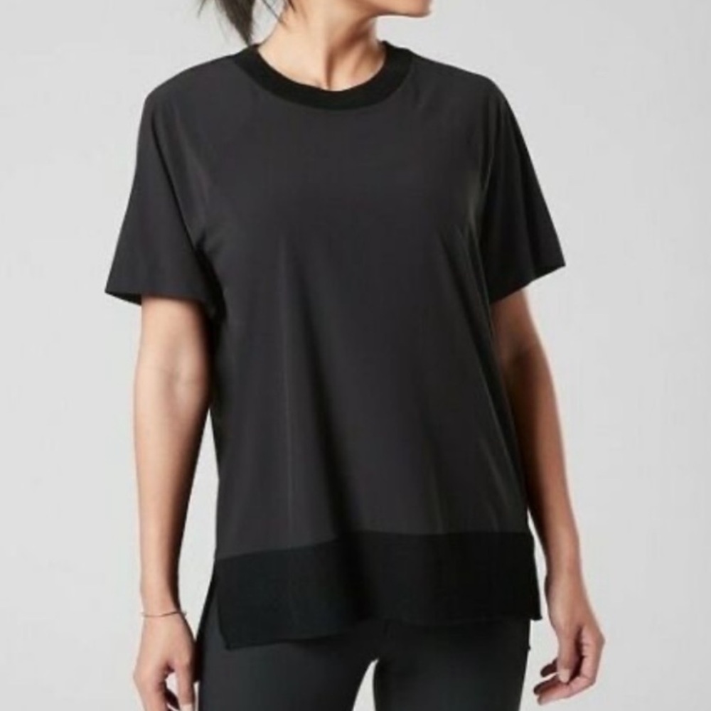 Athleta Black Relaxed Boxy Short Sleeve Tee - Zephyr